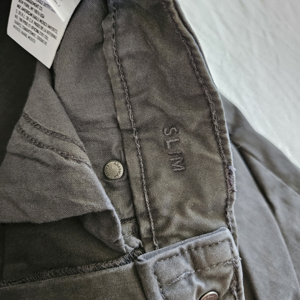 American Eagle Flex + Slim Chino Pants Dark Grey Men's Size 28 x 34 - Picture 4 of 8
